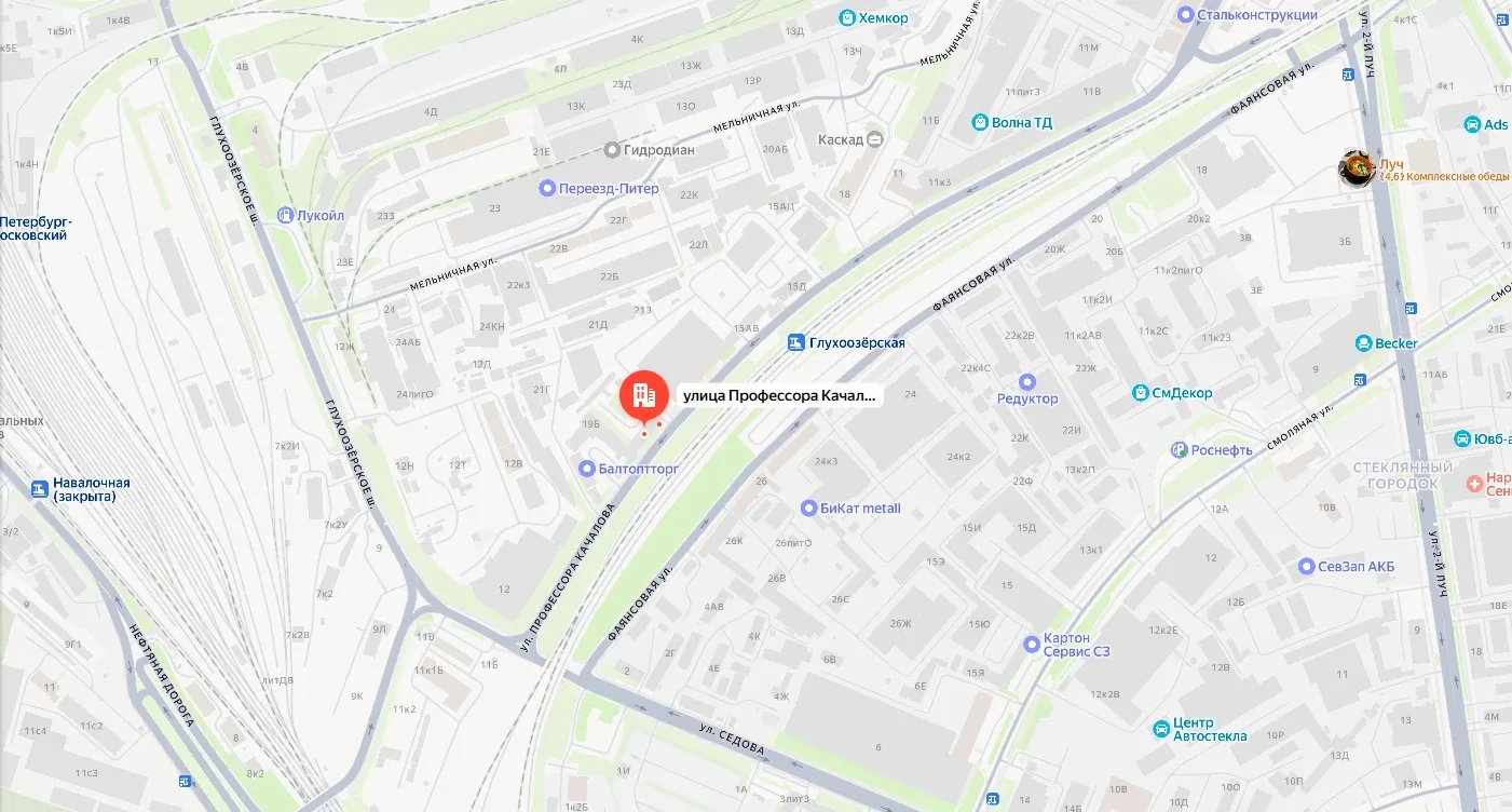 Карта: Санкт-Петербург, ул. Профессора Качалова, д. 17