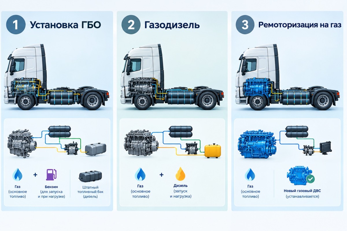 Ремоторизация, газодизель и ГБО: в чём разница